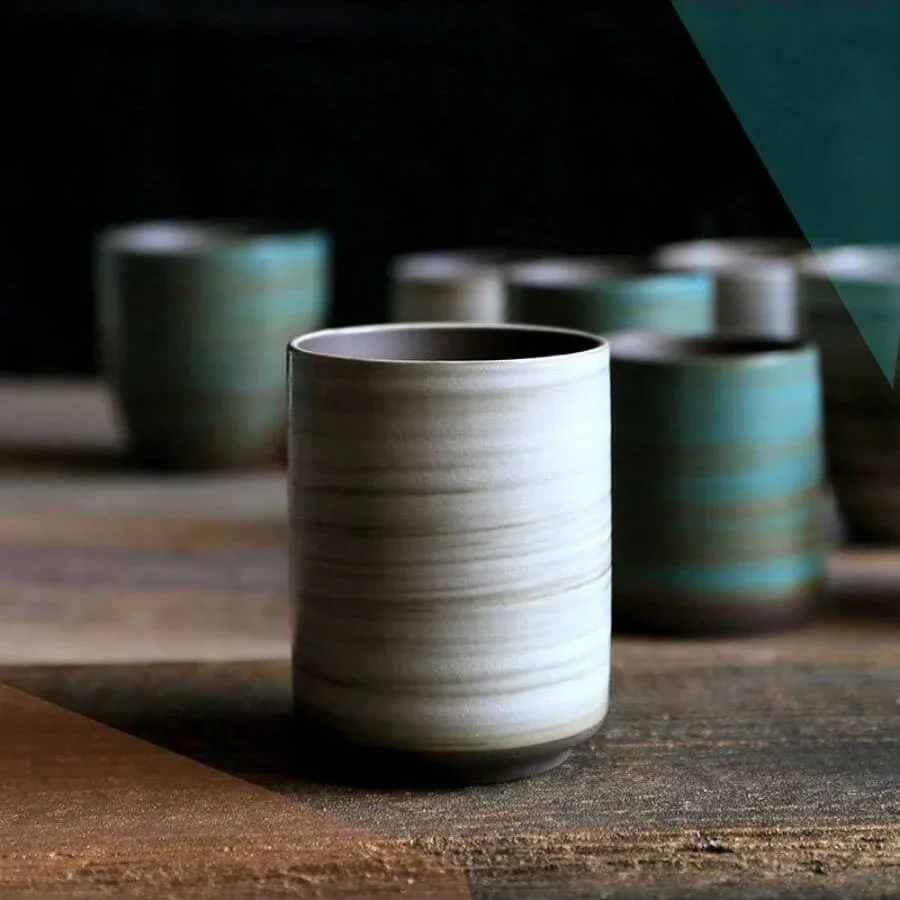 Handmade Ceramic Mug - Tasse en grès craquelée peinte à